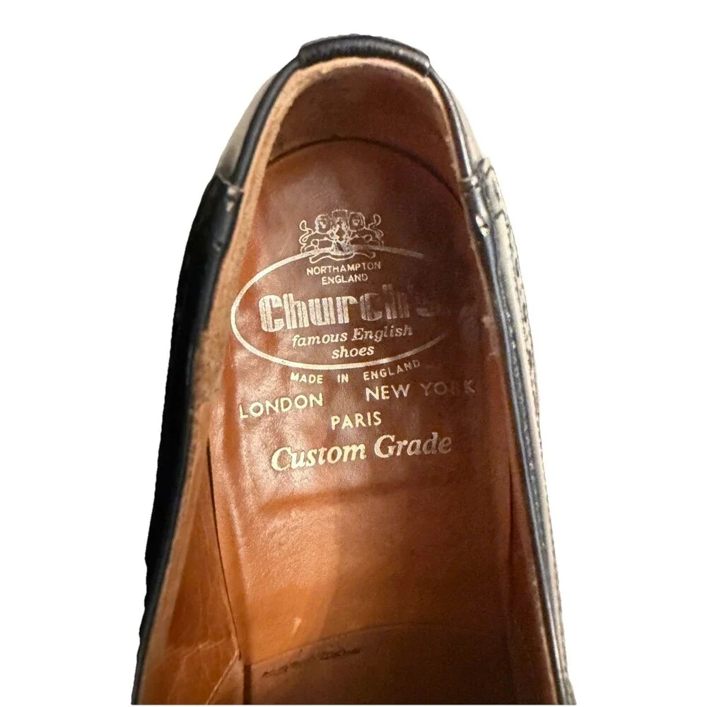 Church's Custom Grade Wingtip Brogue Derby Black Leather UK 9 A US 10 Narrow
